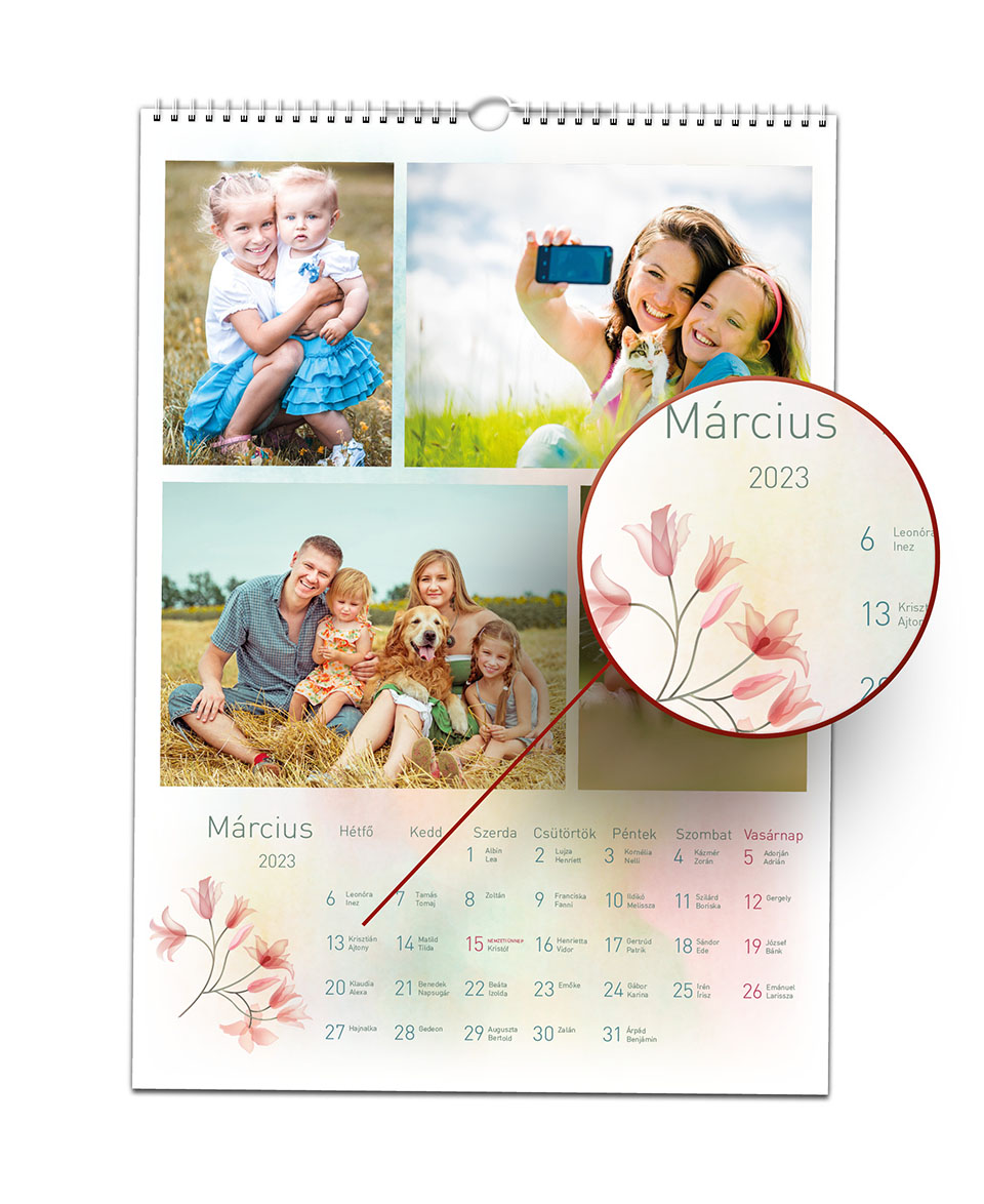Fényképes naptár egyedi fotókkal